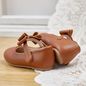 Brown Kids Shoes with Bow Detail